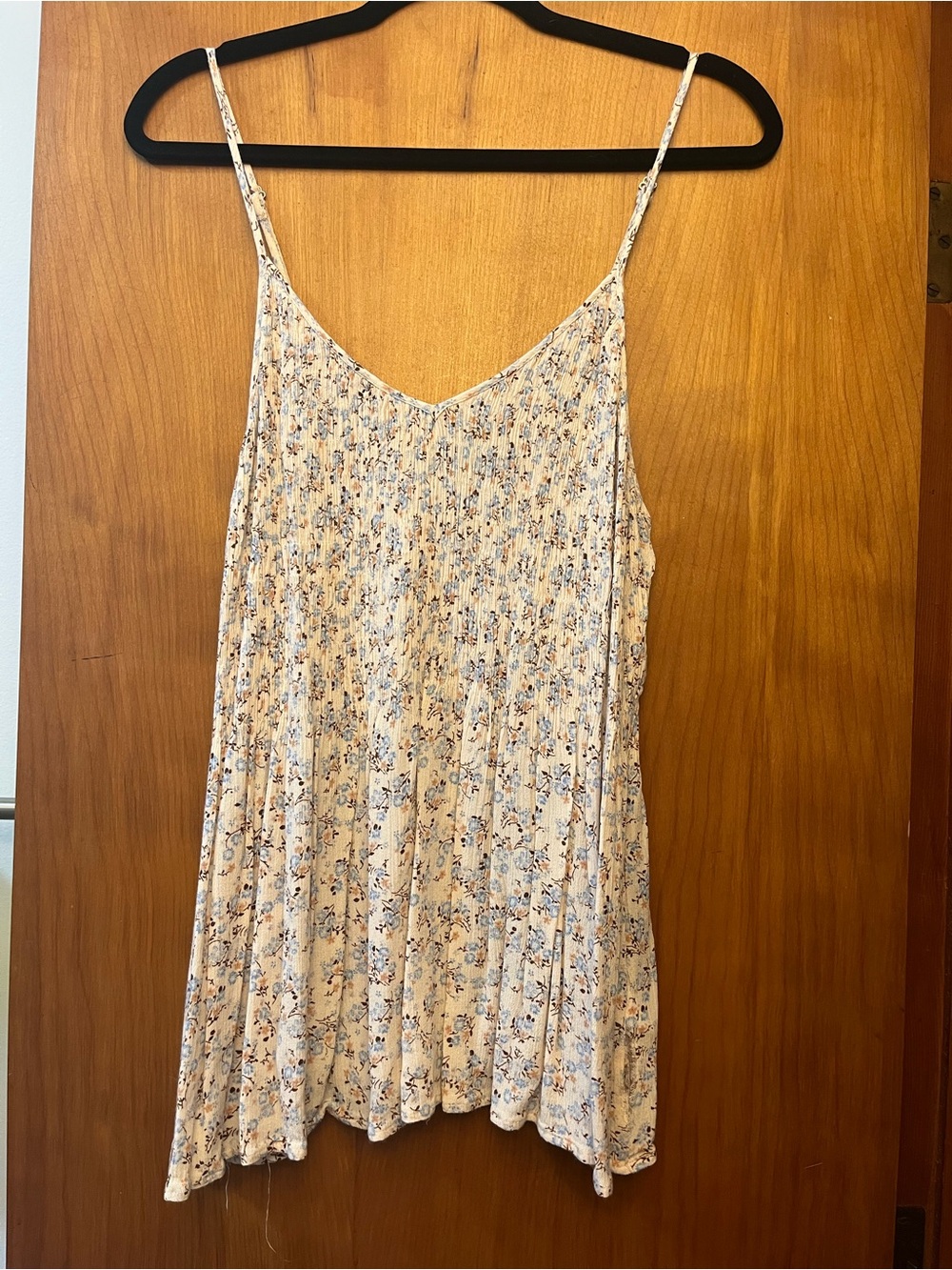 Doe & Rae Cream and Blue Floral Spaghetti-Strap Camisole